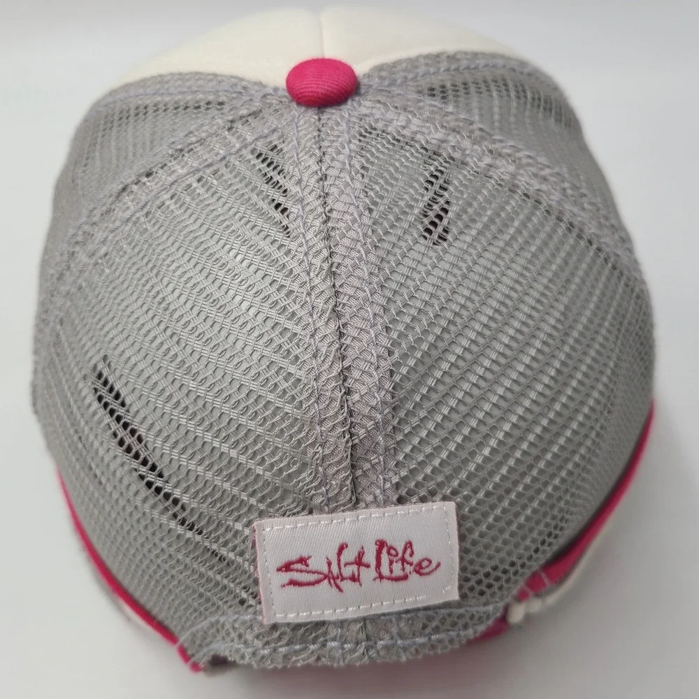 Women Salt Life Hat‎ Snapback Trucker Mesh Pink White Gray Anchor Beach Stripes